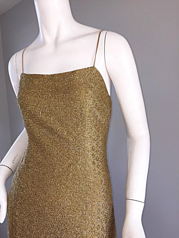 1970s James Galanos Gold Metallic Sexy Silk Vintage 70s  Dress / Gown  For Sale 1