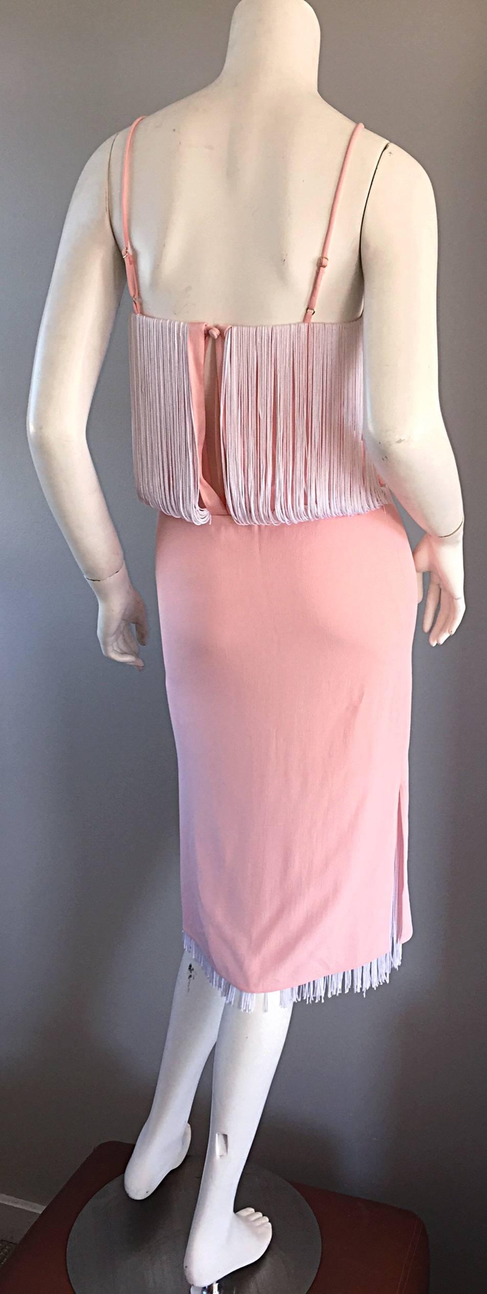 pink fringe dress