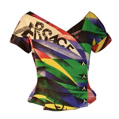 Vintage 1991 Gianni Versace Graffiti Colorful Skirt Suit Inspired by Chagall's Works