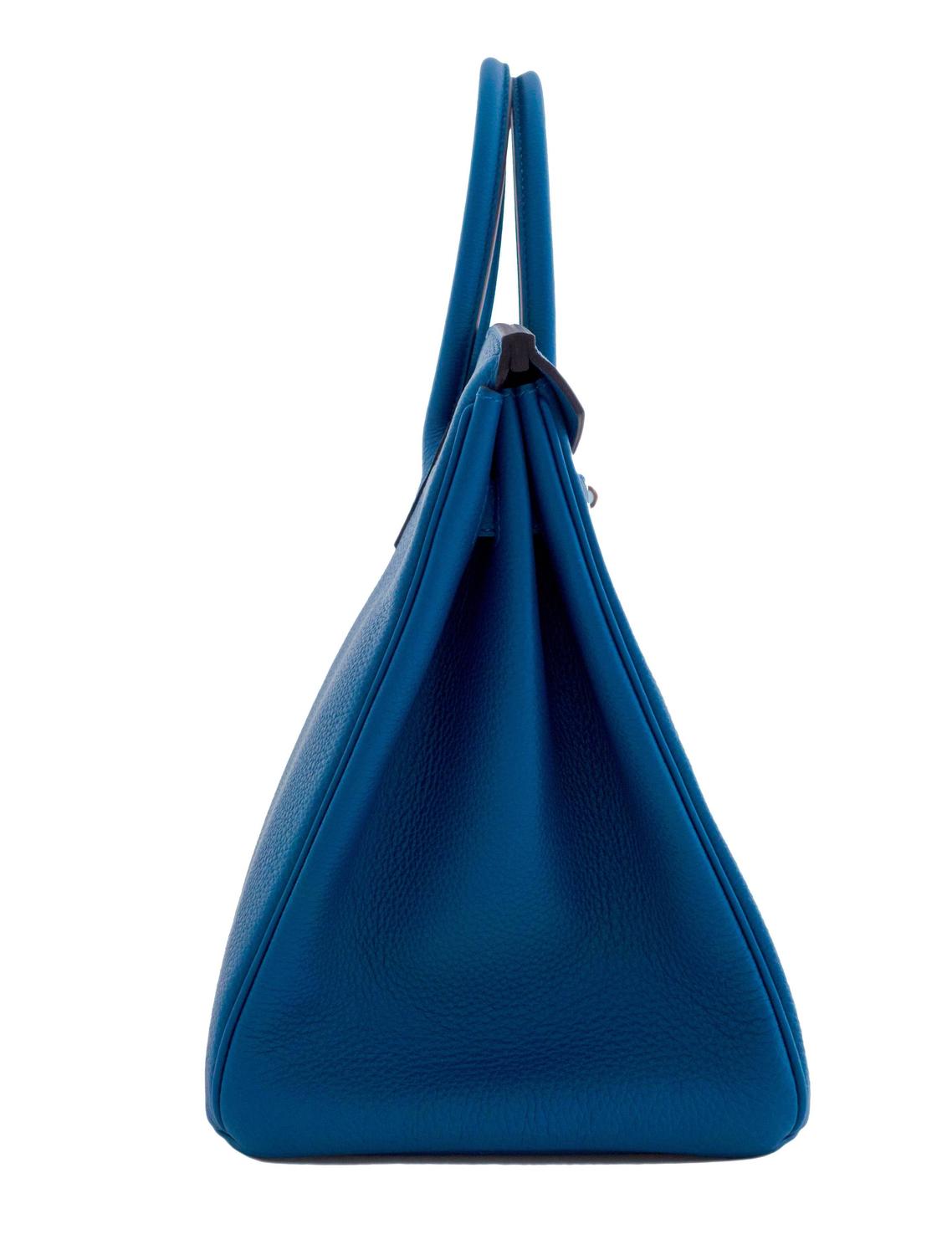 Hermes Blue de Galice Togo 35cm Birkin Bag Palladium Fabulous at ...