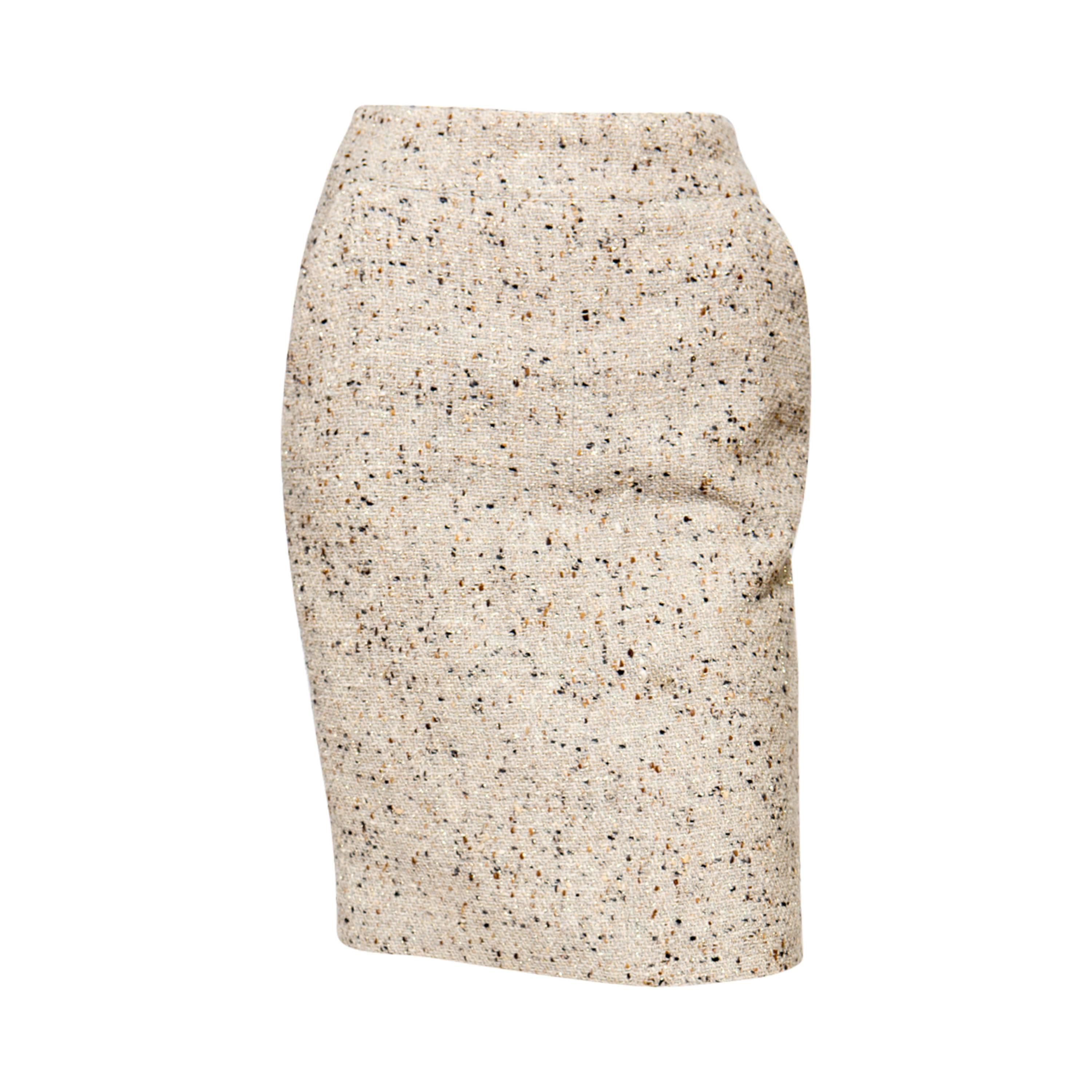  Chanel Camel Tweed and Lurex Skirt