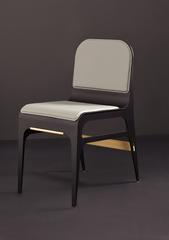 Bardot Side or Dining Chair in Black Steel and Satin Copper with French Leather
