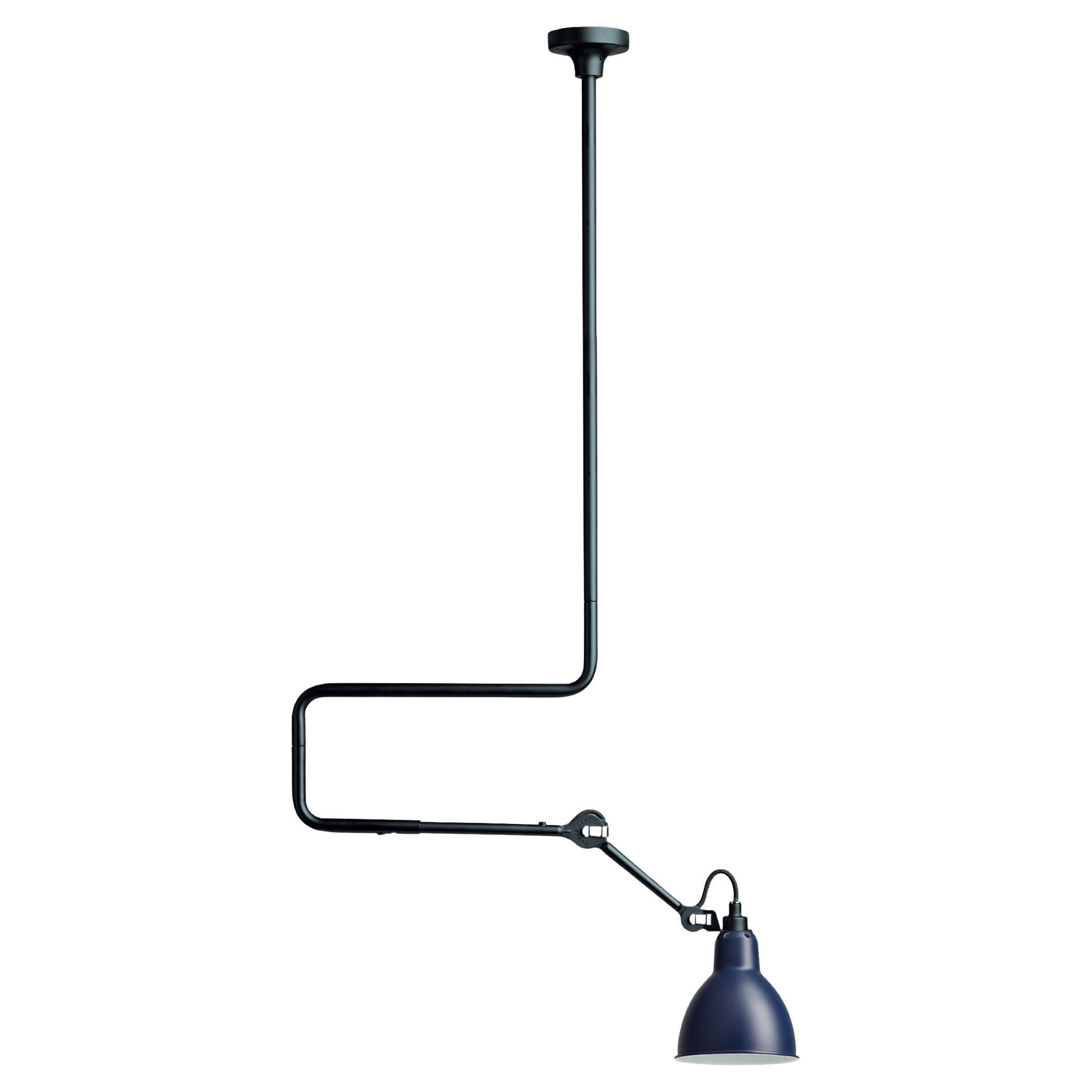 DCW Editions La Lampe Gras N°312 Pendant Lamp w/Extension in Blue Shade For Sale