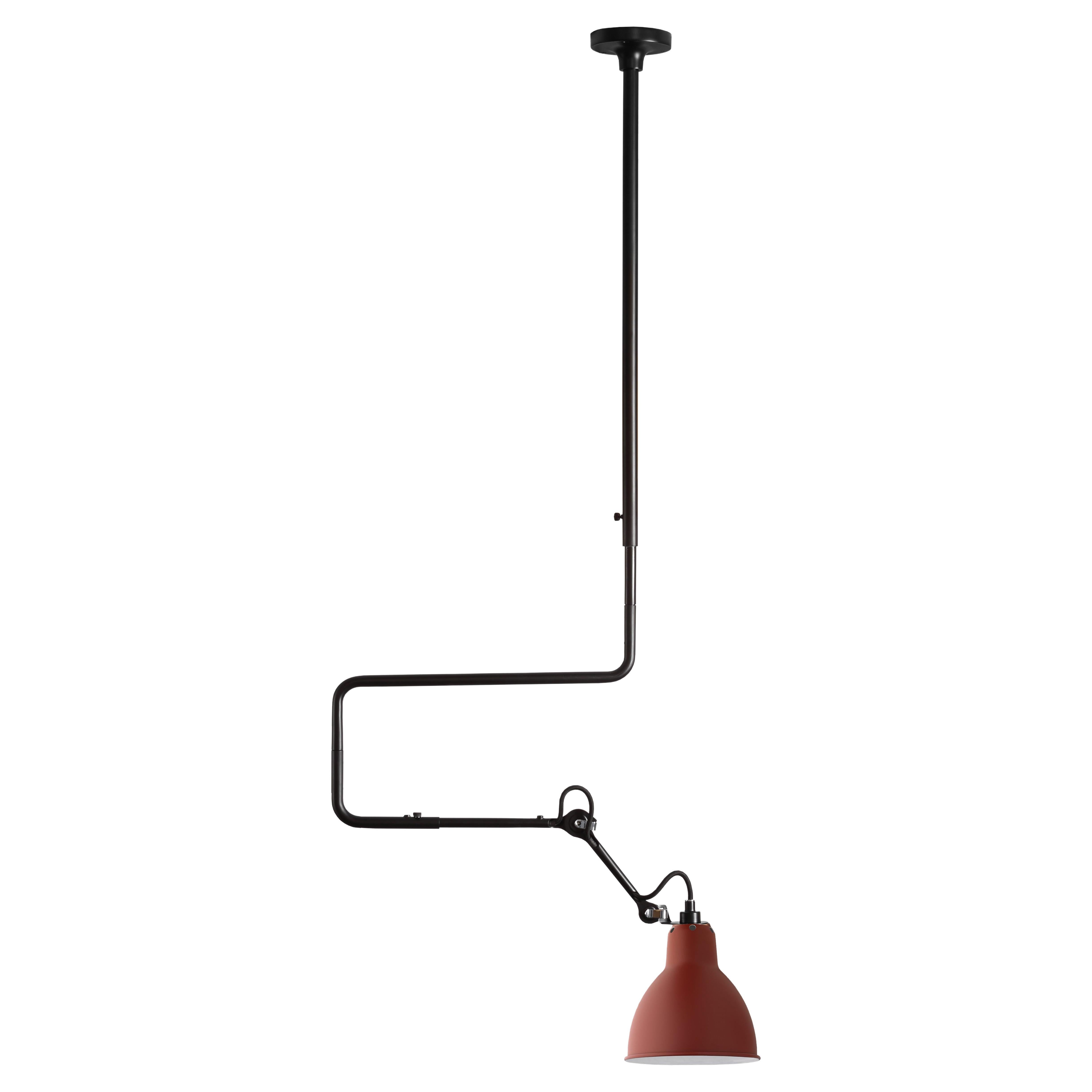 DCW Editions La Lampe Gras N°312 L Pendant Lamp in Black Arm and Red Shade For Sale
