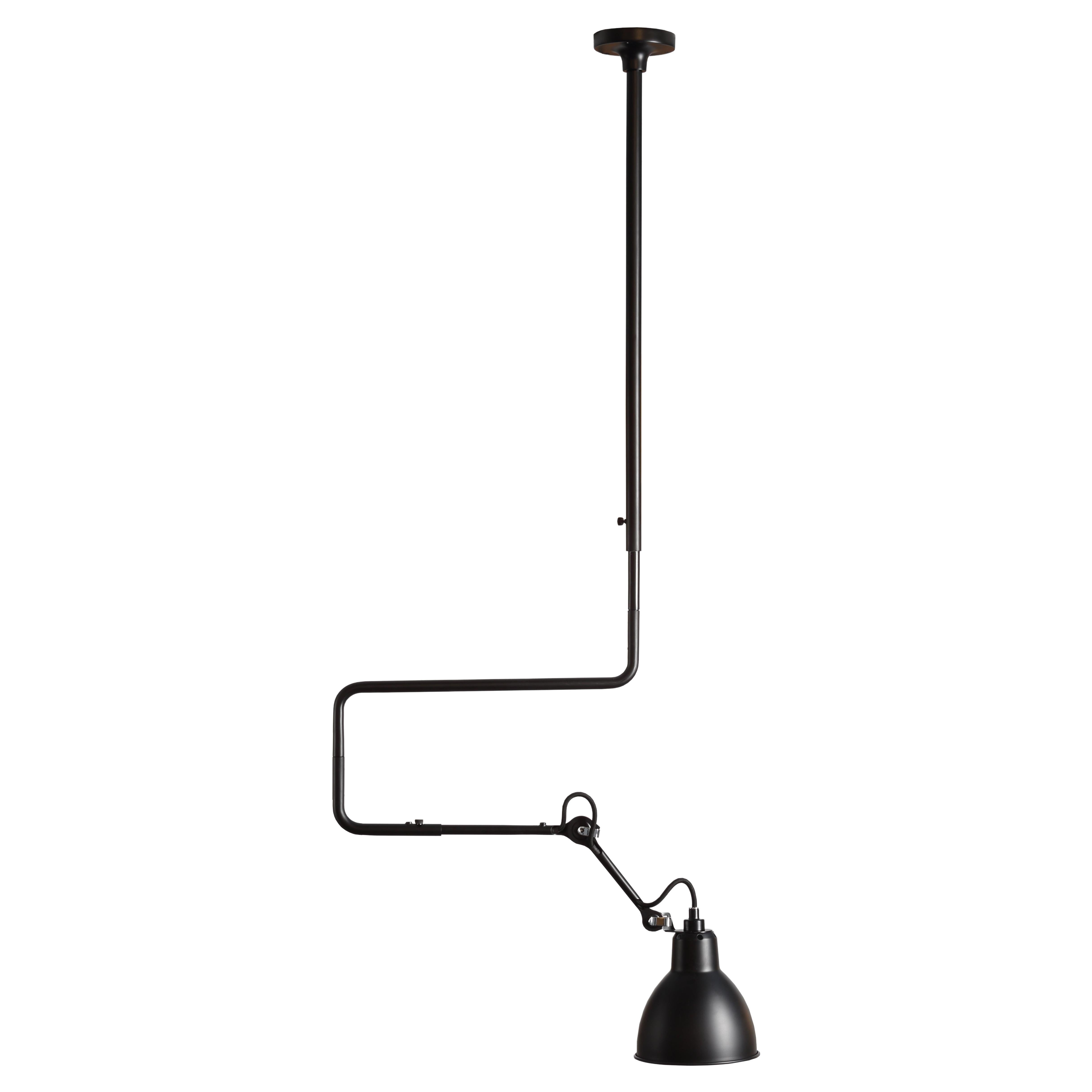 DCW Editions La Lampe Gras N°312 L Pendant Lamp in Black Arm and Black Shade