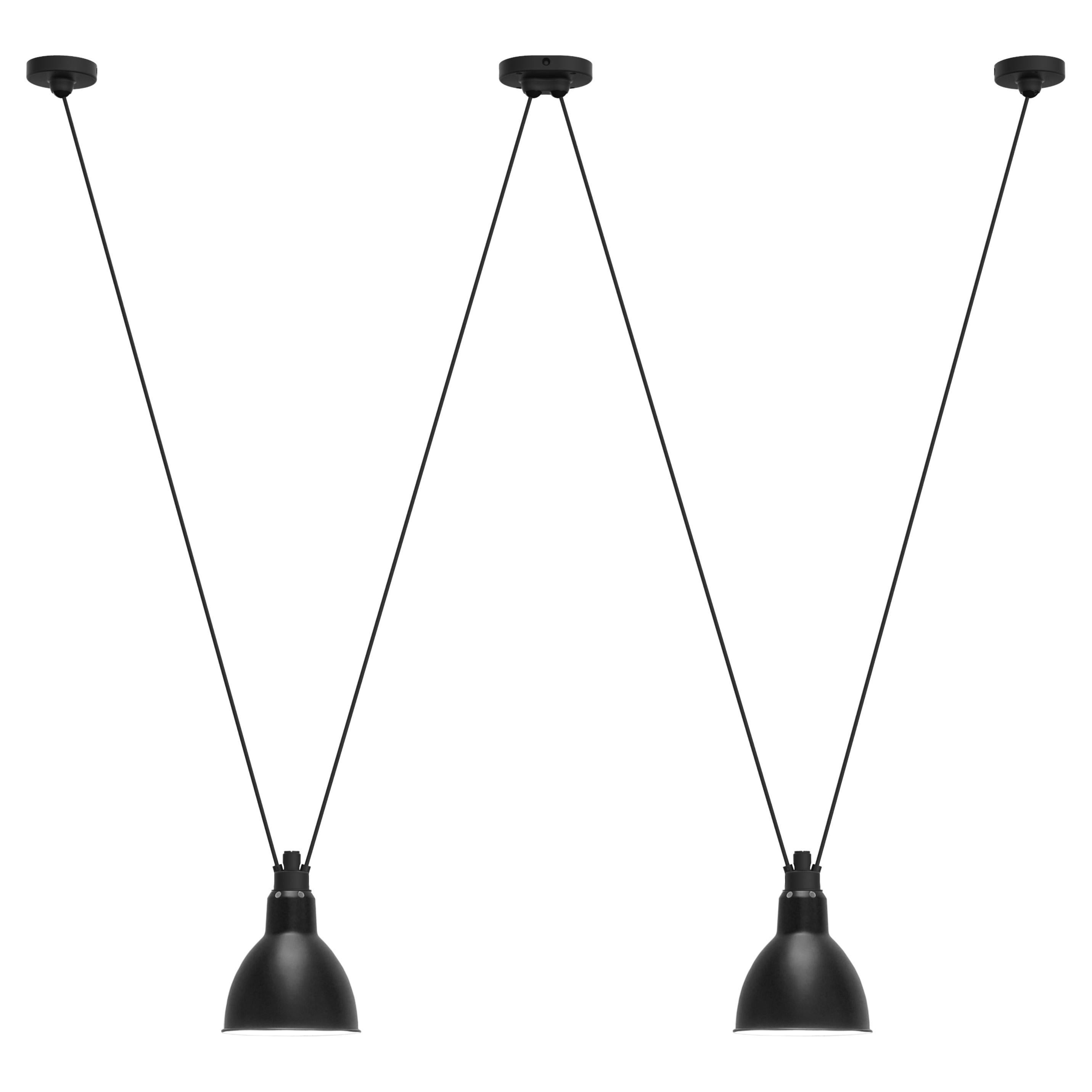 DCW Editions Les Acrobates N°324 Grande lampe suspendue ronde avec abat-jour noir