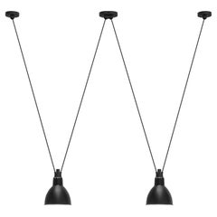 DCW Editions Les Acrobates N°324 Grande lampe suspendue ronde avec abat-jour noir