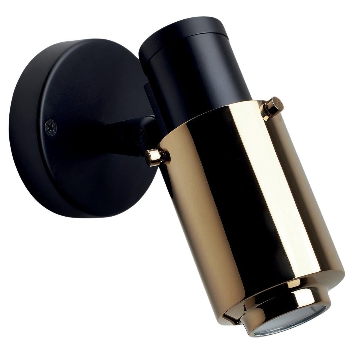 DCW Editions Biny Spot Bulb Wall Lamp in Black-Gold Steel & Aluminium w/o Stick For Sale