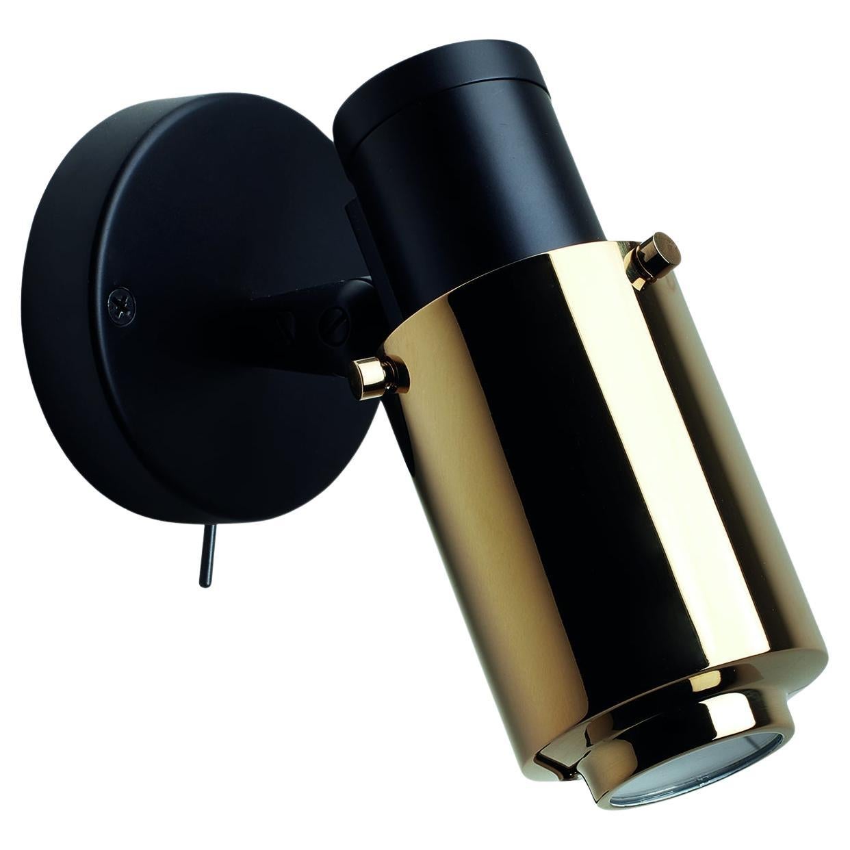 DCW Editions Biny Spot Bulb Wall Lamp in Black-Gold Steel & Aluminium w/ Switch