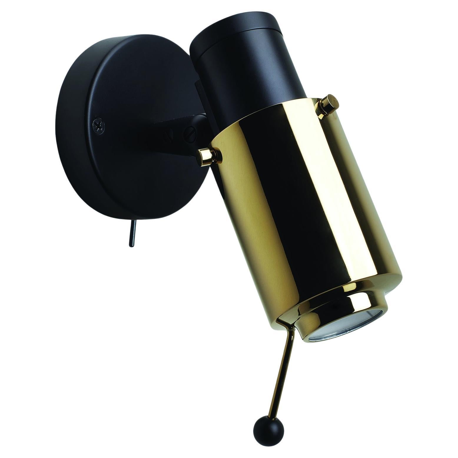 DCW Editions Lampe murale LED Biny Spot en acier et aluminium noir et or avec interrupteur