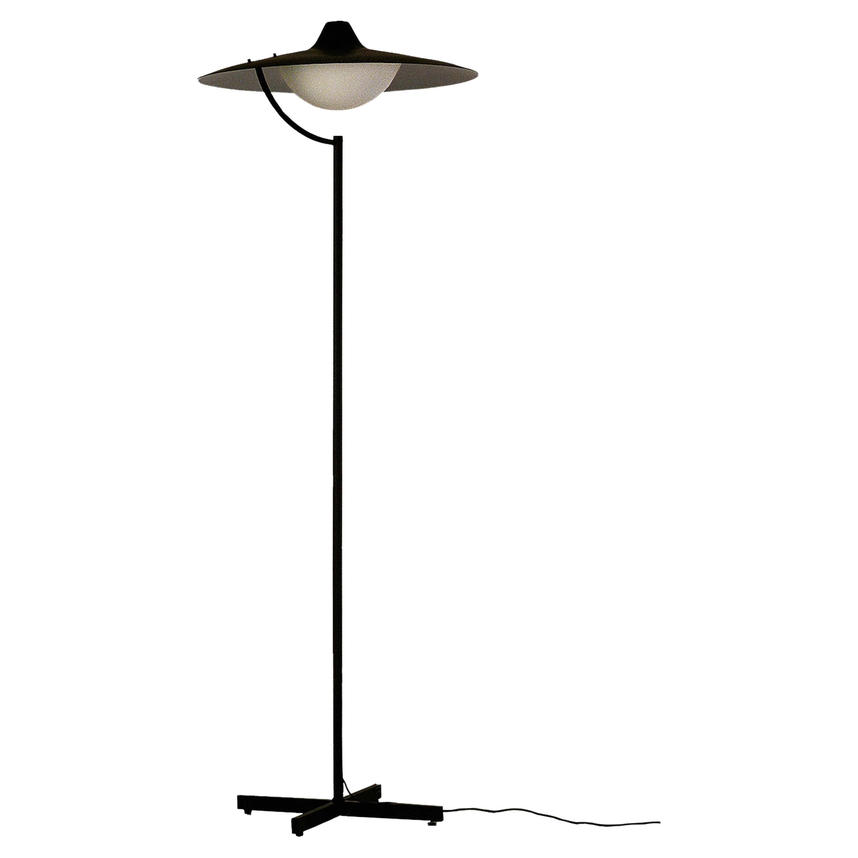 DCW Editions Biny Floor Lamp in Black Steel by Jacques Biny For Sale