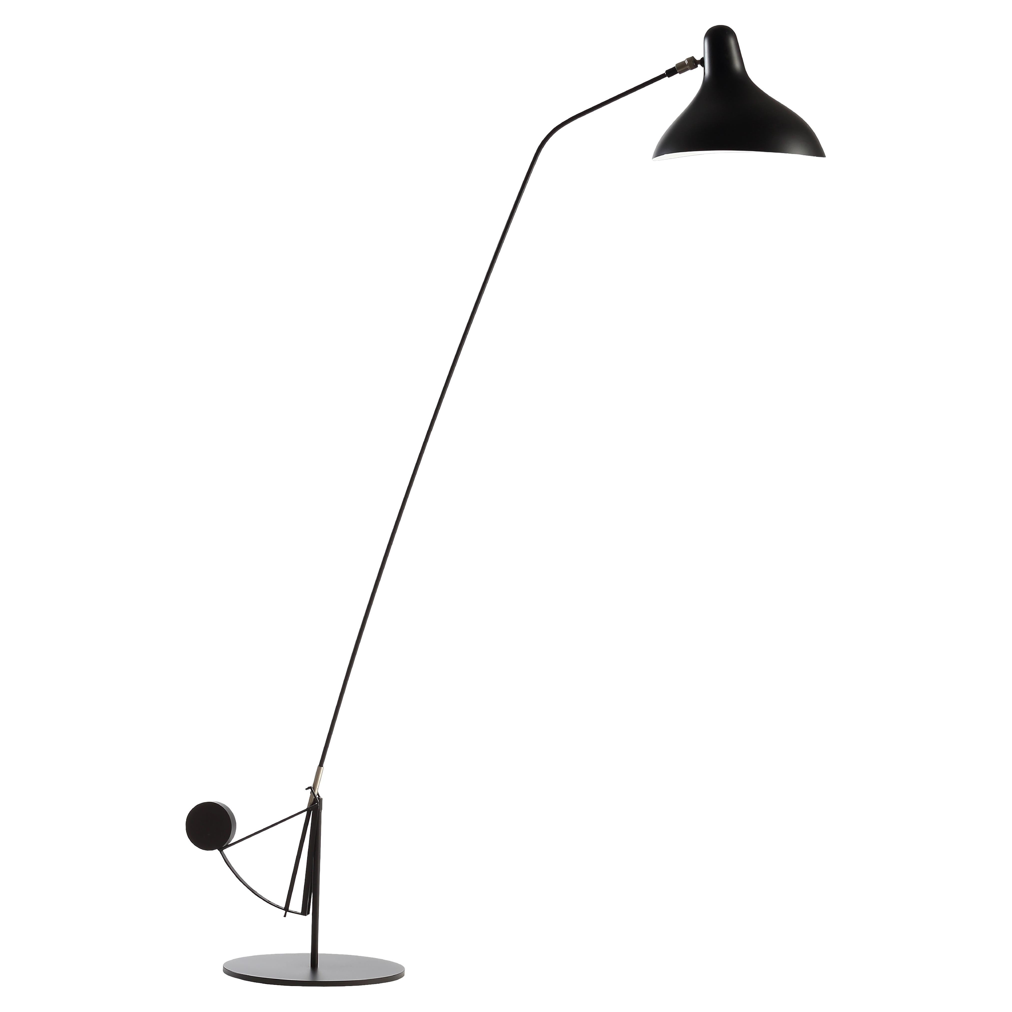 DCW Editions Mantis BS1 B Floor Lamp in Black Steel and Aluminum For Sale