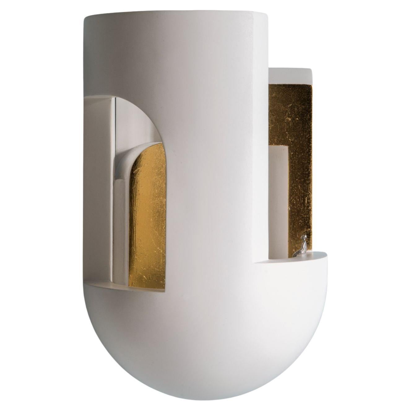 DCW Editions Soul Story 3 Wall Lamp in White and Gold Leaf by Charles Kalpakian For Sale