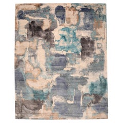 India Area Rugs - Wolle Blau Braun Elfenbein Purpel Design - 97320