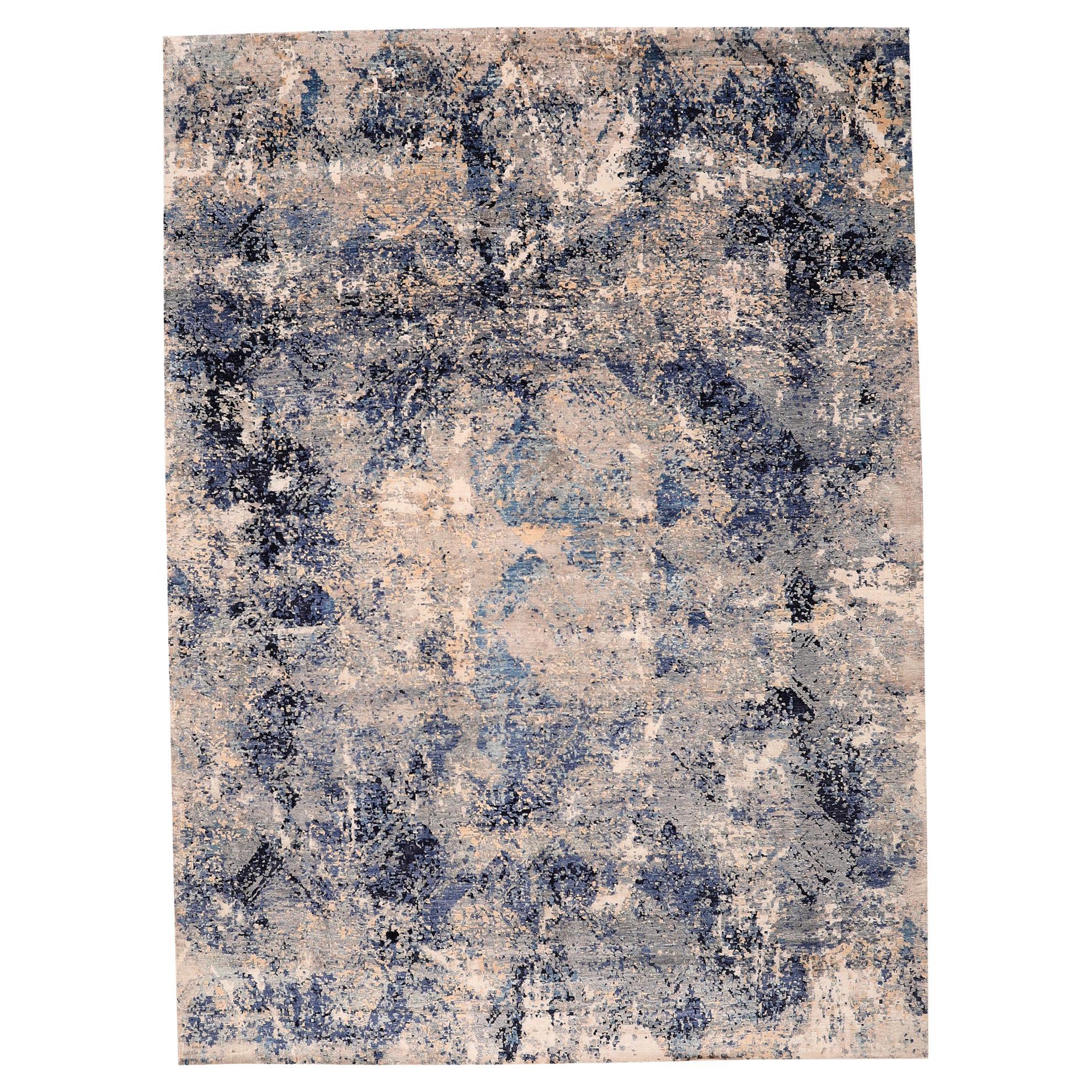 Tappeti India - Lana Blu Avorio Design - 97323