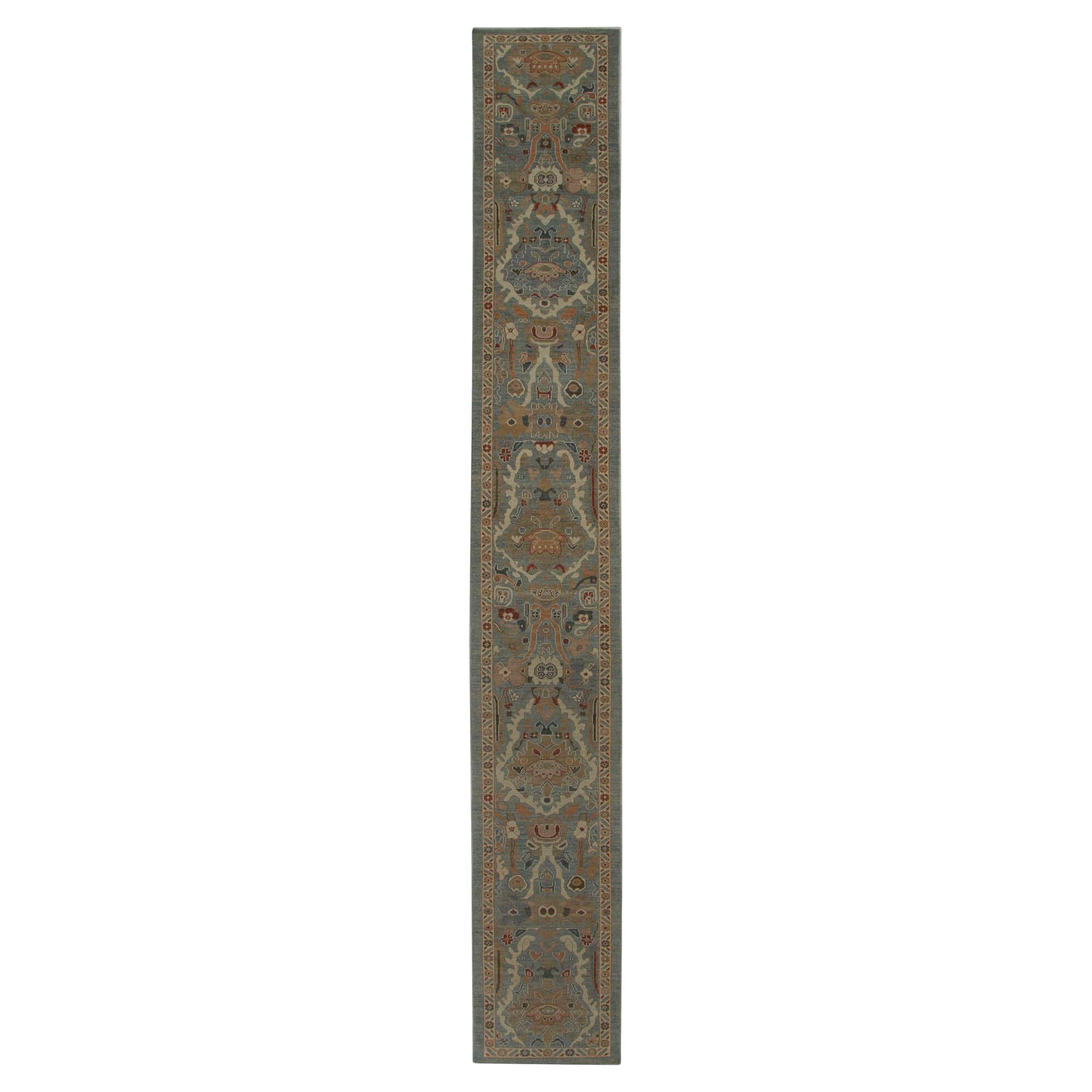 Afghanistan Sultanabad Runner Rug - Wool Gray Design - 97303
