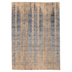India Area Rugs - Wool and Silk Ivory Taupe Design - 97335