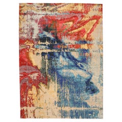 India Area Rugs - Wool Blue Green Ivory Red Design - 97336