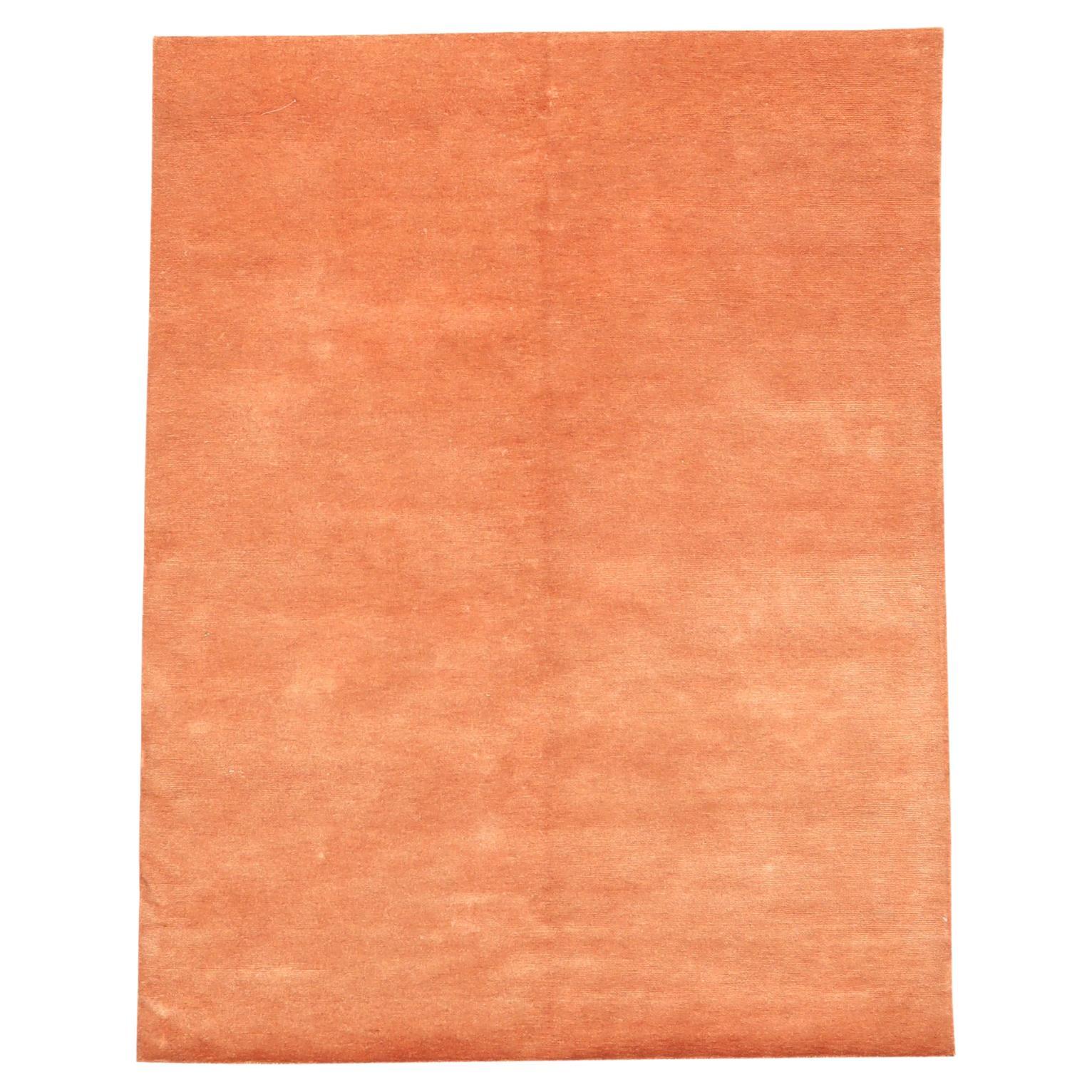 India mohair Small Rug - Wool Orange Design - 96633 For Sale