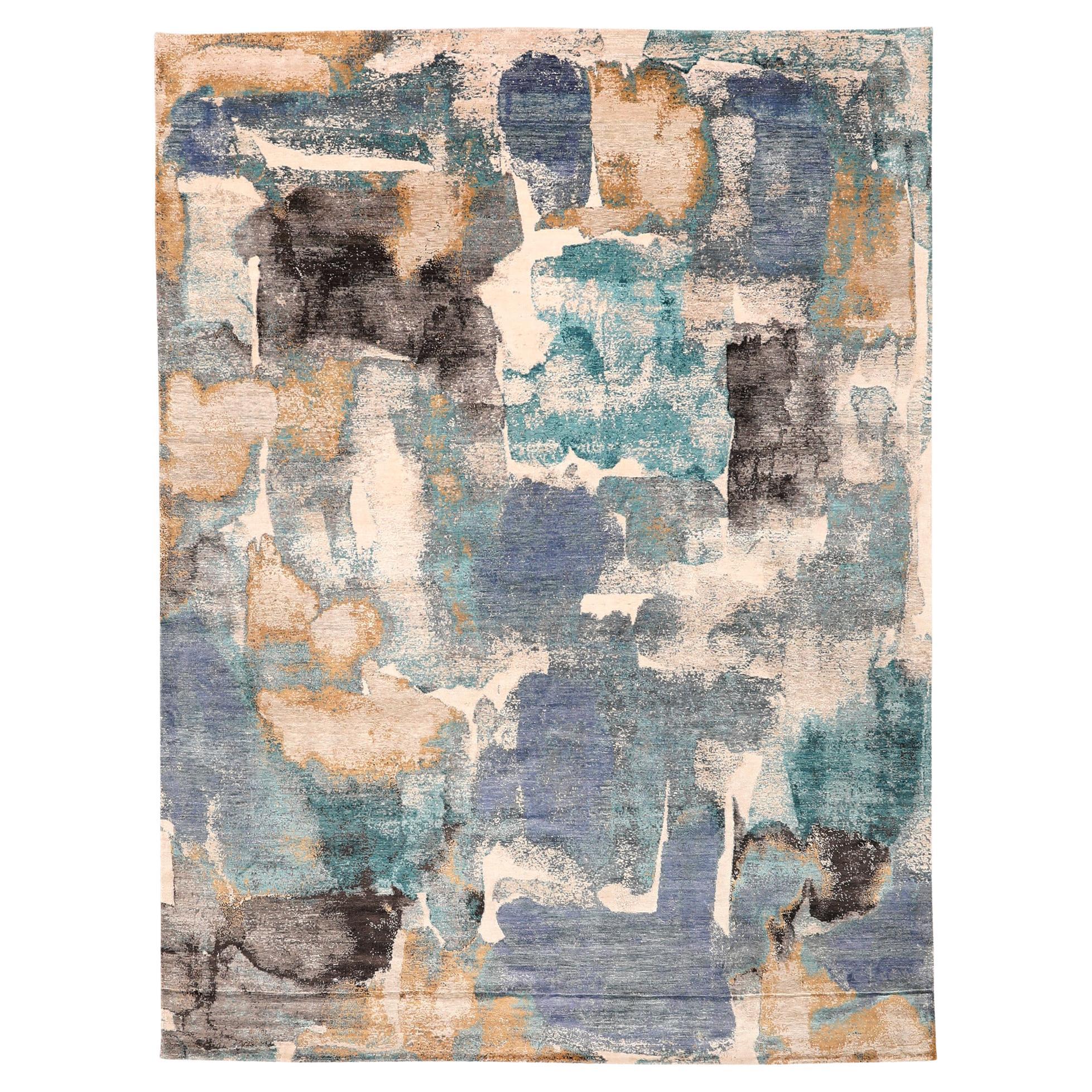 Indien Bereich Teppiche - Wolle Blau Braun Elfenbein Gelb Design - 97338