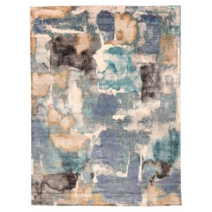India Area Rugs - Wool Blue Brown Ivory Yellow Design - 97338