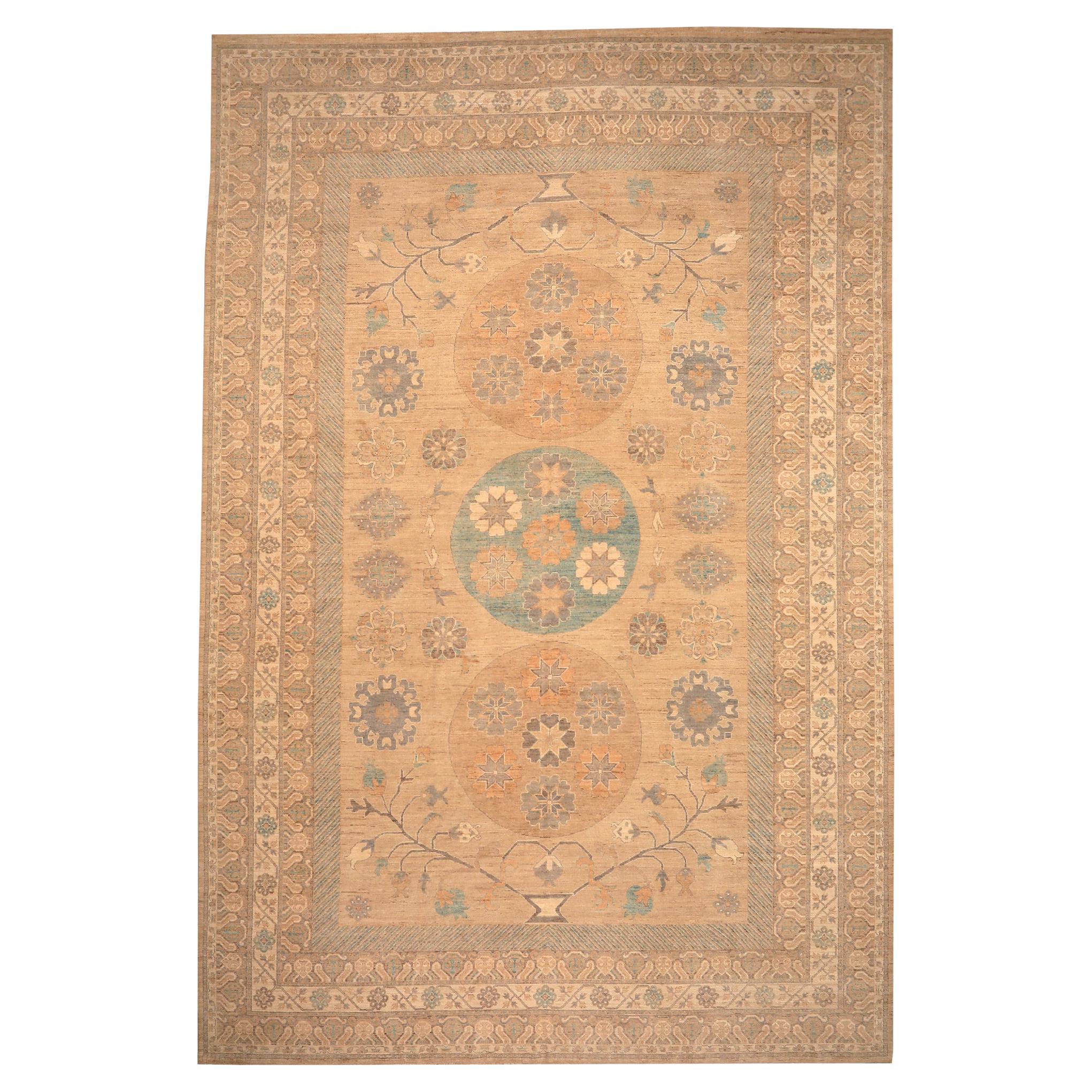 Tappeto Afghanistan Khotan Over Size - Lana Avorio Taupe Design - 96638