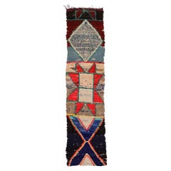 Tappeto Runner Marocchino - Lana Blu Avorio Rosso - 97527