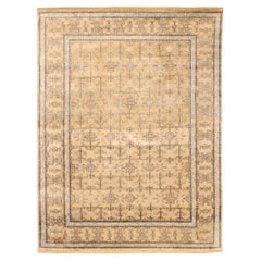 Khotan-Teppiche aus Wolle – elfenbeinfarbenes, gelbes Design – 94119, Indien