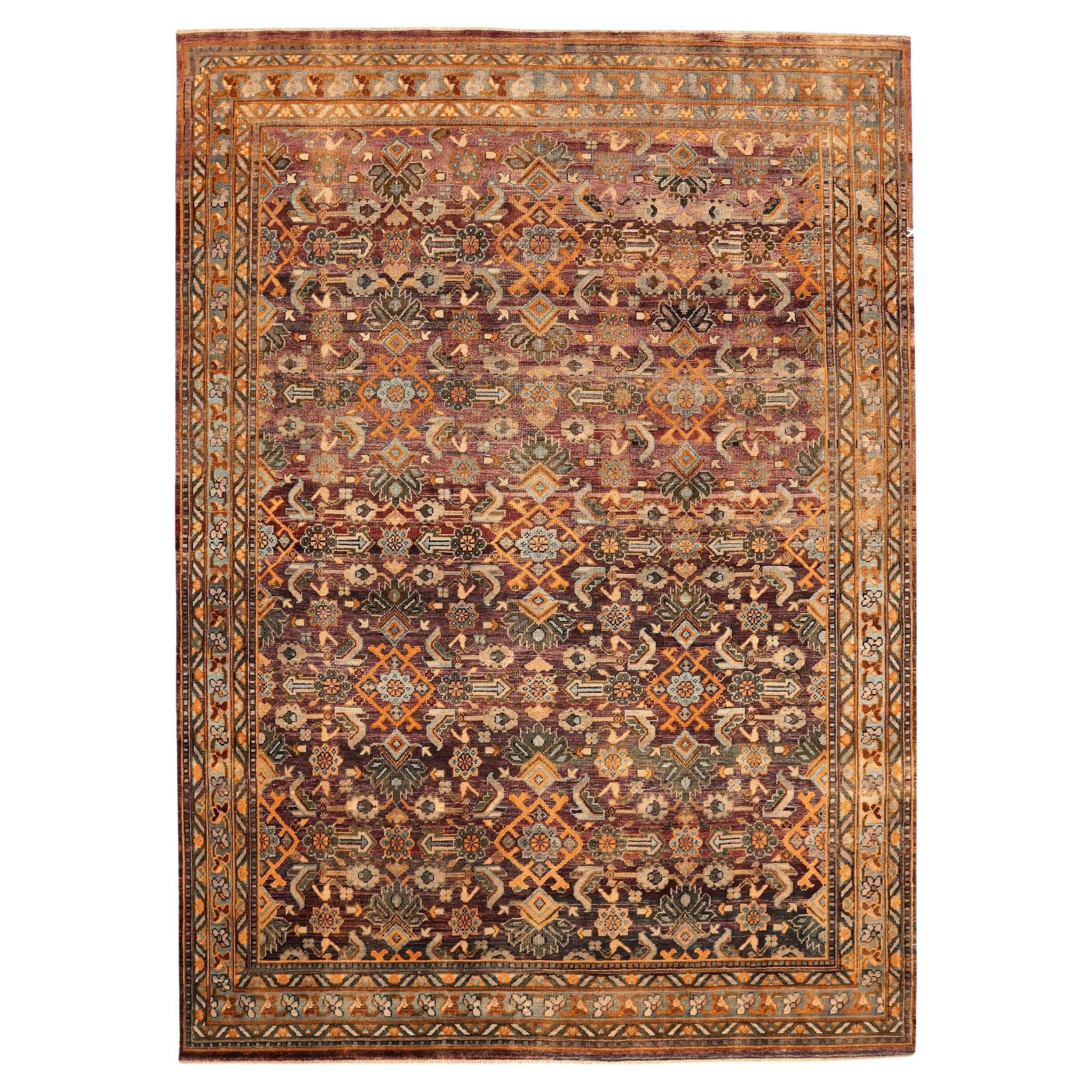 Indien Malayer Area Rugs - Wolle Orange Rot Gelb Design - 94132