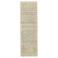 India Modern Runner Rug - Wool Ivory Shades of Gray / silver - 94203