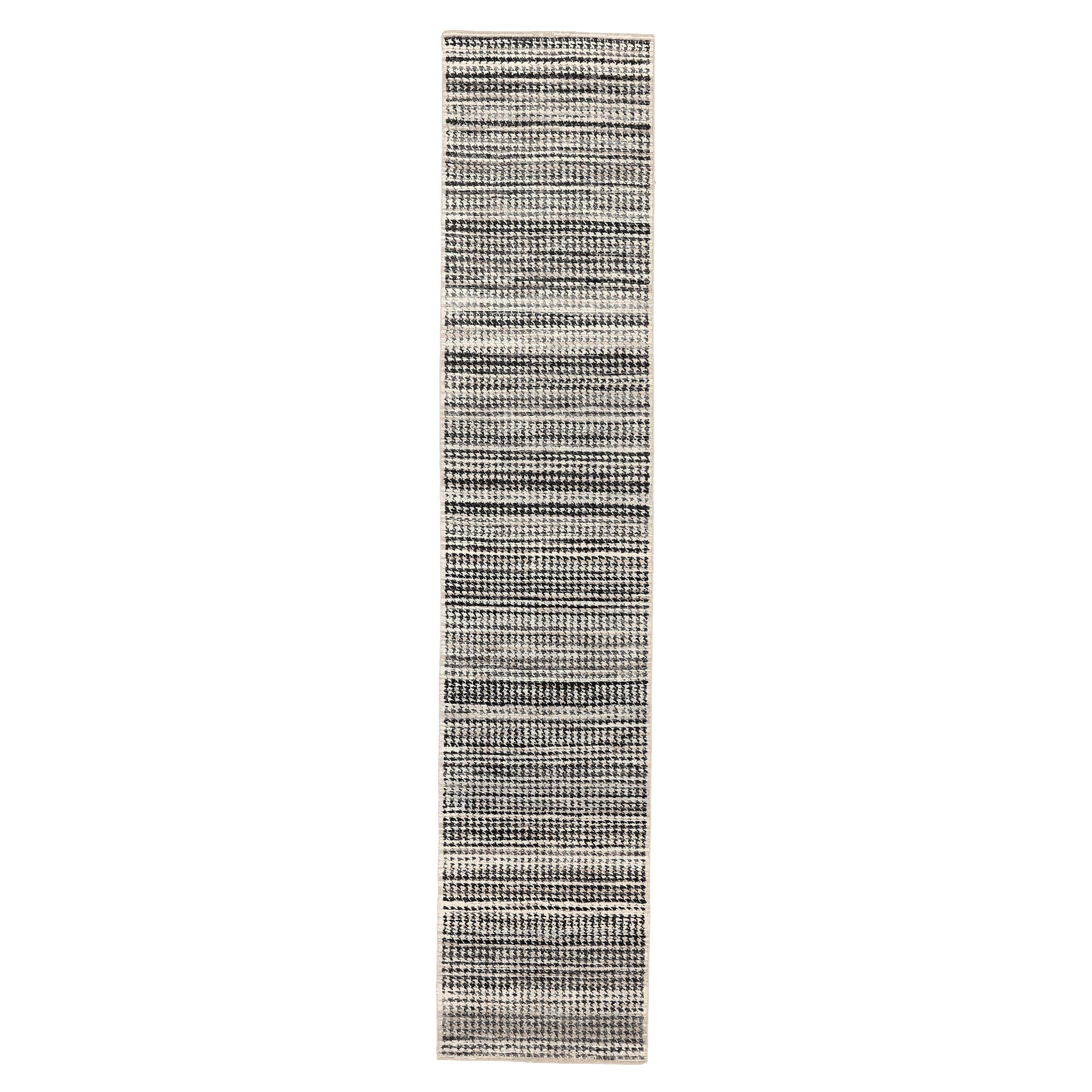 Tappeto Runner India Modern - Lana Marrone Avorio Design - 94199