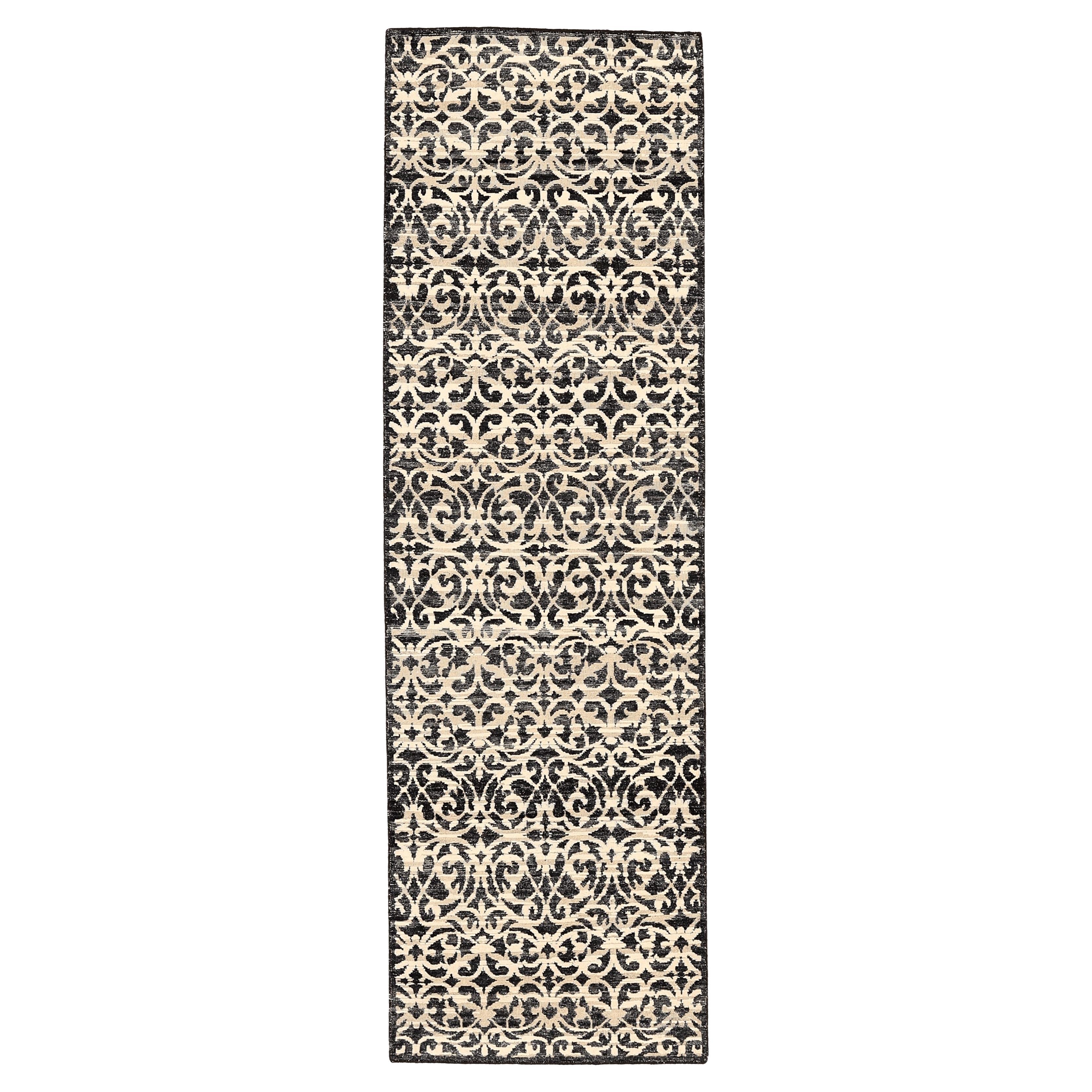 Tappeto Runner India Modern - Lana Marrone Avorio Design - 94207