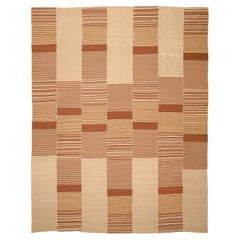 Afghanistan Kilim Area Rugs - Wool Brown Ivory Yellow Design - 94308