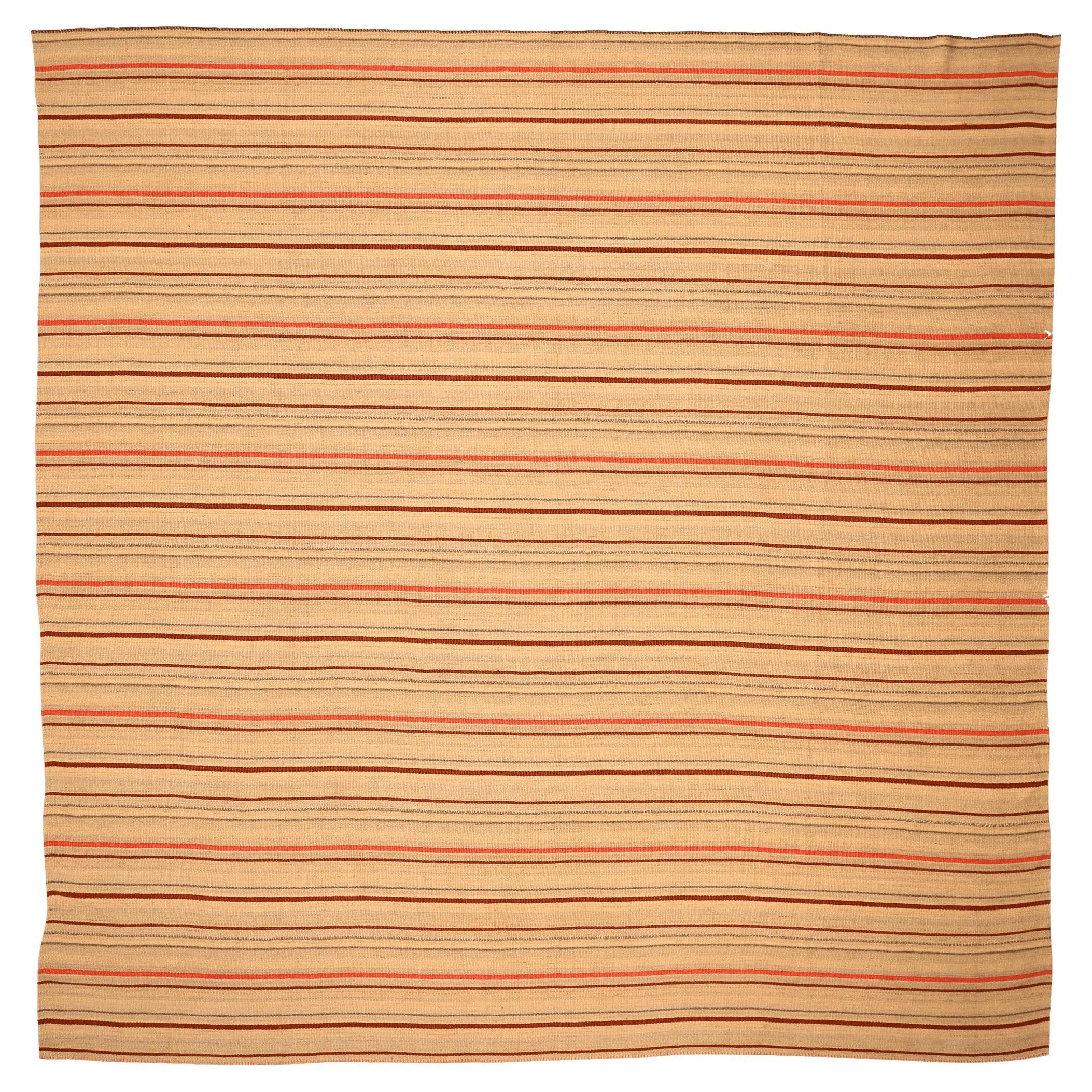 Afghanistan Kilim Area Rugs - Wolle Braun Elfenbein Rot Design - 94309