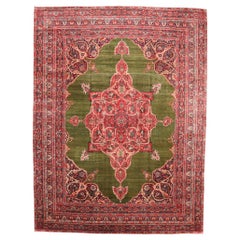Afghanistan Kerman Over Size Rug - Wool Green Red Design - 94324