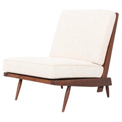 Silla de salón George Nakashima Studio de los años 50 con respaldo de lamas y cojín en nogal