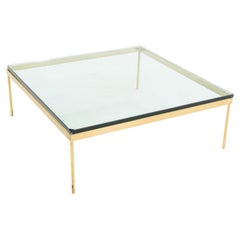 1970s Bronze and Glass Square Coffee Table Attributed to Ward Bennett