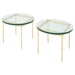 1970s Pair of Bronze and Glass Side Tables Attributed to Ward Bennett 24 inch