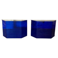 Set of 2 Vintage Blue Console Table, 1988