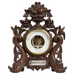 English Regency Carved Walnut Barometer