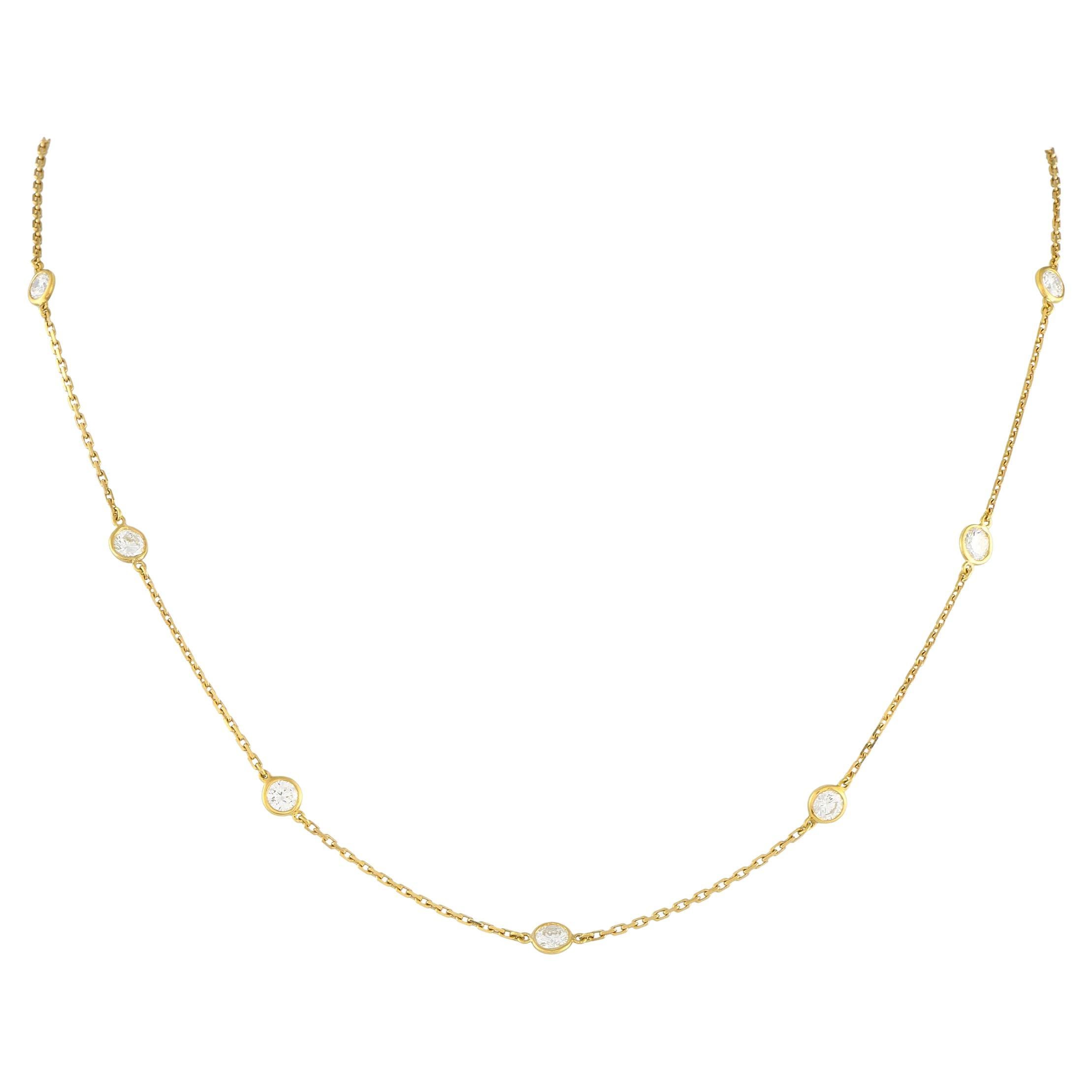 Tiffany 
Co. Elsa Peretti Diamonds by the Yard Collier en or 18 carats 2,50 ct de diamants en vente