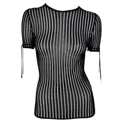 NWT Mid 2000s Versace by Donatella Black Knit Sheer Shirt