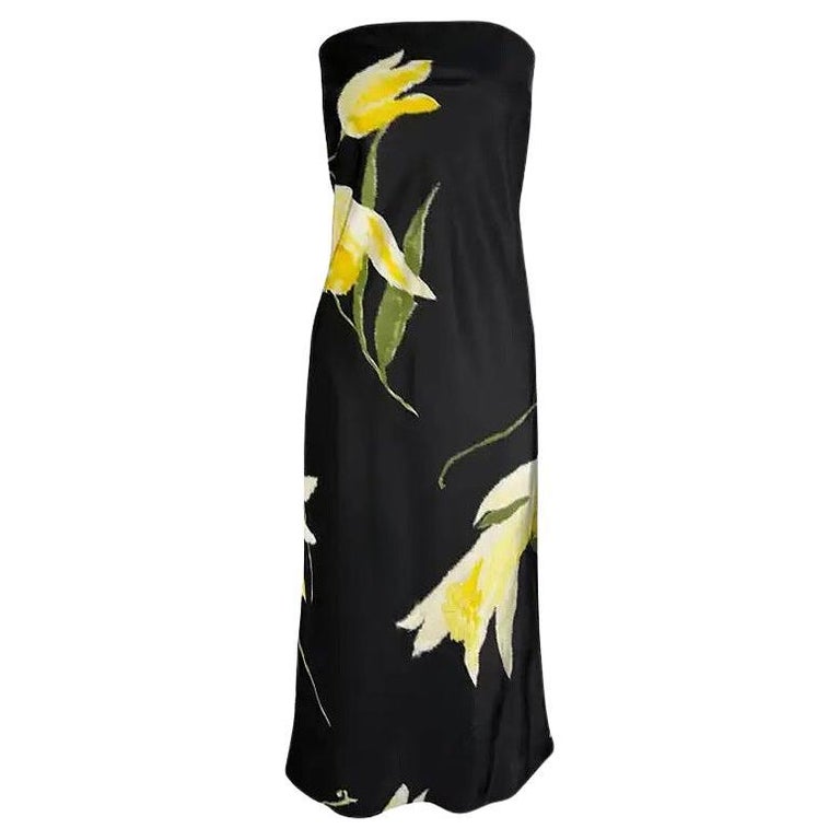 black and yellow flower dress Scarlette Black & Yellow Floral Mid Calf Dress main image 0