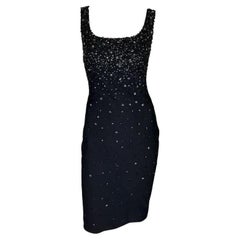 S/S 1996 Gianni Versace Black Beaded Sleeveless Bodycon Runway Dress