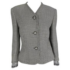 S/S 1992 Gianni Versace Black White Checkered Rhinestone Baroque Jacket