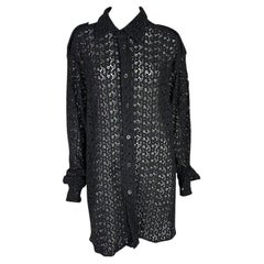 S/S 1996 Gucci by Tom Ford Black Crochet Lace Oversized Sheer Shirt