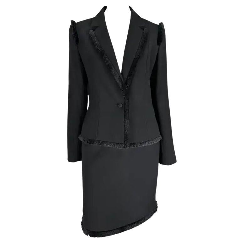 NWT F/W 1998 Christian Dior by John Galliano Black Fringe Skirt