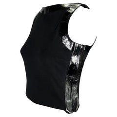 S/S 1999 Gucci by Tom Ford Black Patent Leather Accent Crop Top 42IT