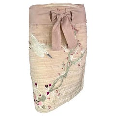 S/S 2003 Gucci by Tom Ford Light Pink Cherry Blossom Embroidered Mini Skirt