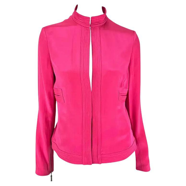 S/S 2003 Gianni Versace by Donatella – Laufsteg-Jacke in Hot Pink mit langen Ärmeln, Größe 42IT/8US